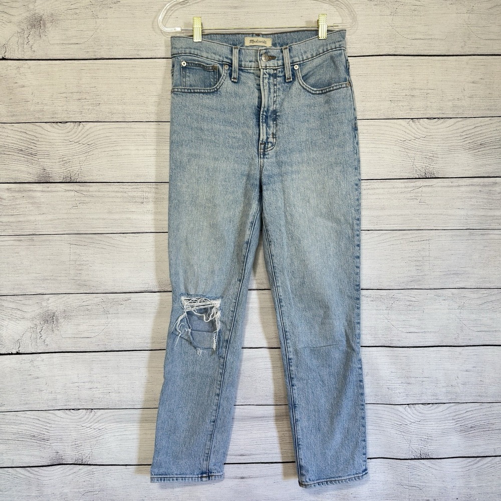 Madewell Perfect Vintage Crop Jean Button Fly Stretch Womens Sz 27 Distressed - Picture 1 of 7